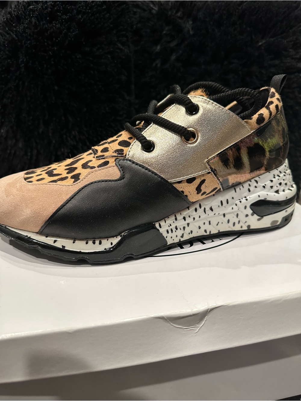 Steve Madden Leopard Print Fashion Sneaker in Tan and Black
